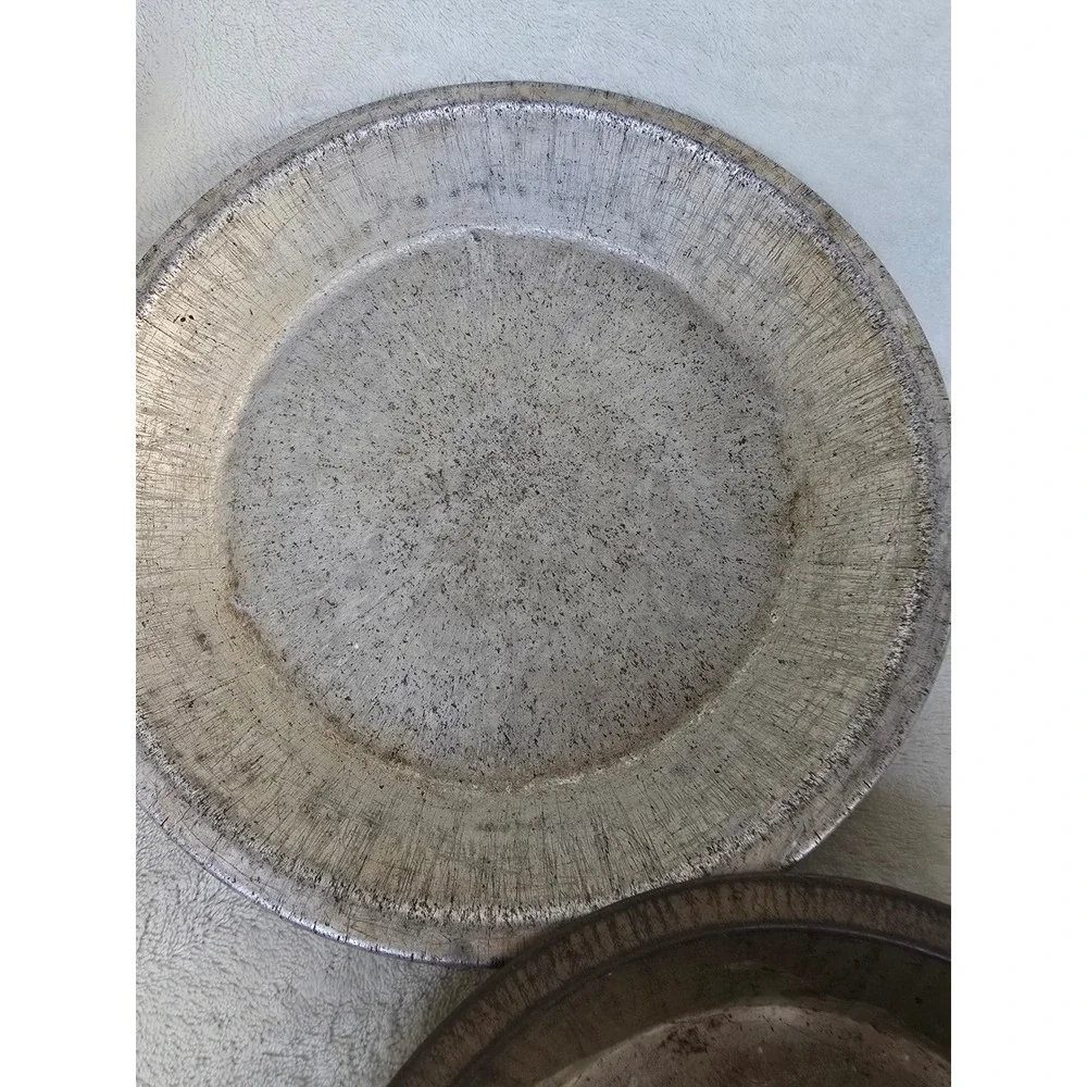 Vintage Mirro Aluminum 8 Inch Pie Pan and Omar Advertising Metal Pie Tin Set
